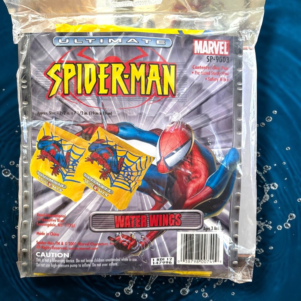 Vintage 2001 Marvel Ultimate Spider-Man Water Wings Arm Floaties New - Picture 1 of 4